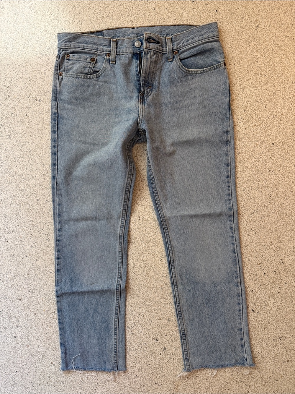Levi 511 Men's Light Blue Slim Straight Jeans Raw Hem 31 x 27.5